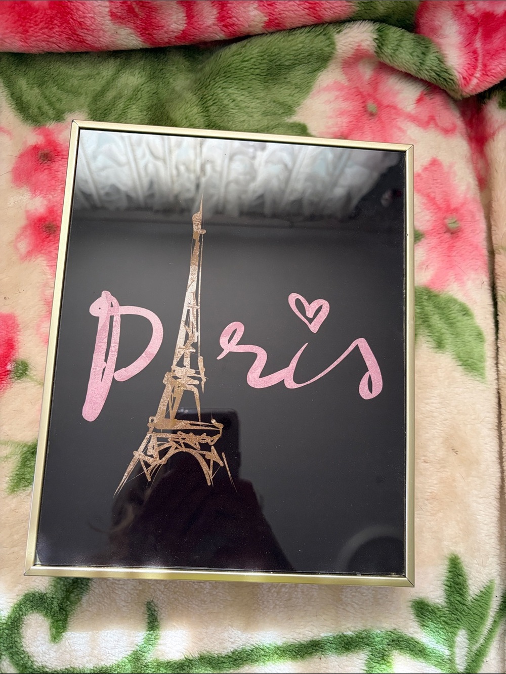 Paris Eiffel Wall Art Print in Pink and Gold